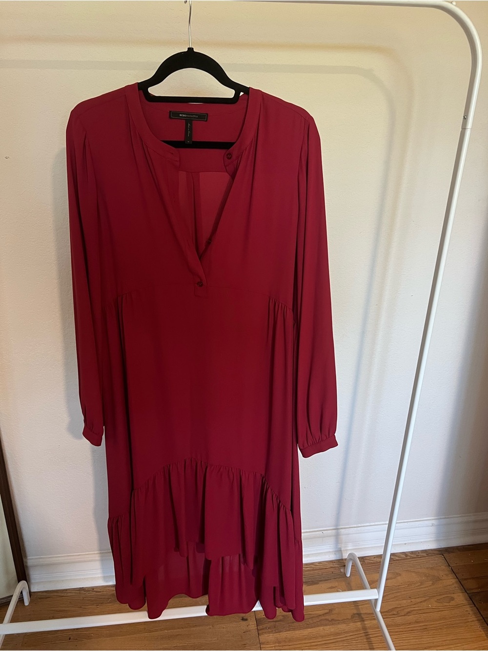 BCBG Max Azria Burgundy Long-Sleeve Dress
